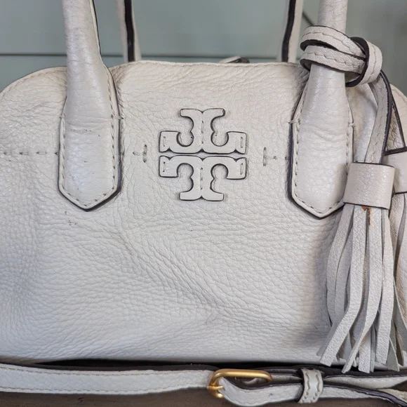 Tory Burch McGraw Small Satchel, an elegant pebbled leather  Crossbody bag - Picture 3 of 15